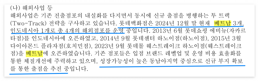 사업보고서에 나온 해외 사업 전략