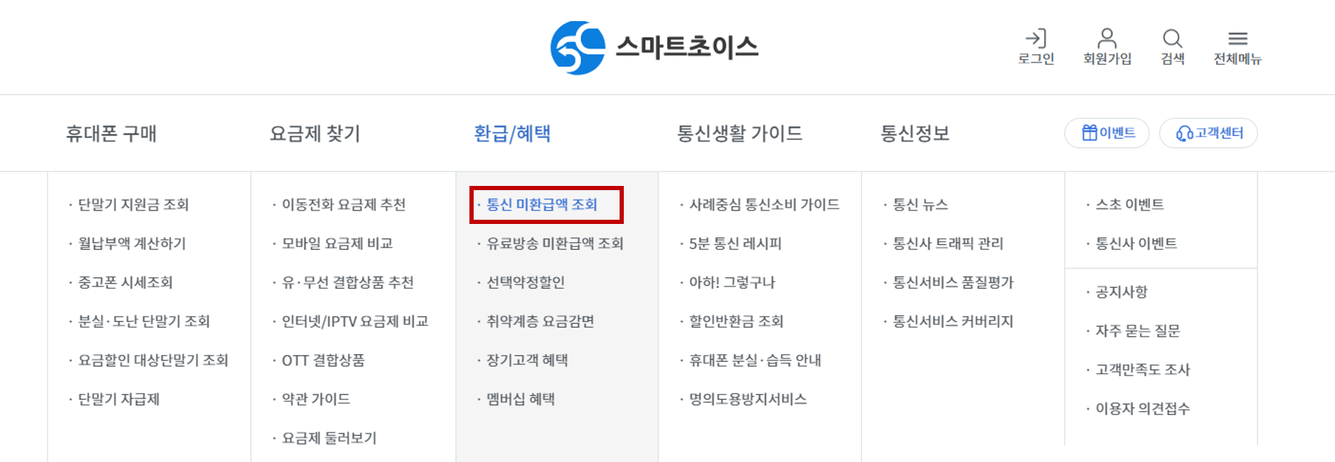 통신비 미환급금 조회 환급 신청