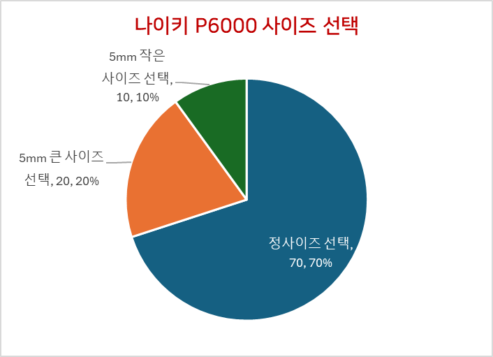 나이키 P6000 사이즈 선택 통계