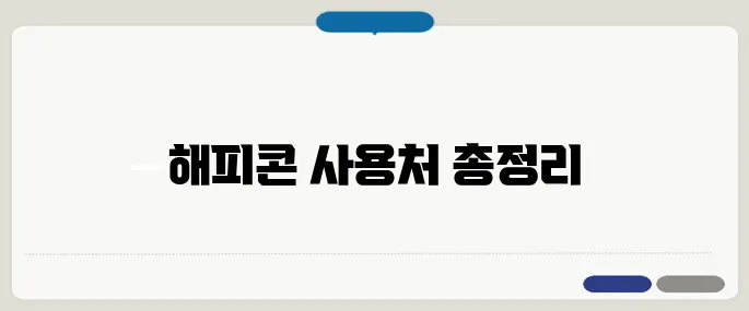 해피콘 사용처 안 되는 곳 없이 싹 정리