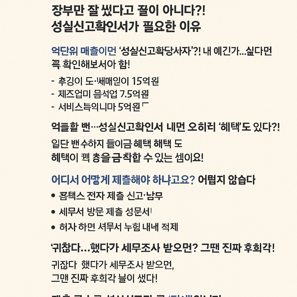 성실신고확인서, 이거 꼭 해야 해요? 🤔 종합소득세 신고, 그냥 넘기면 큰일!
