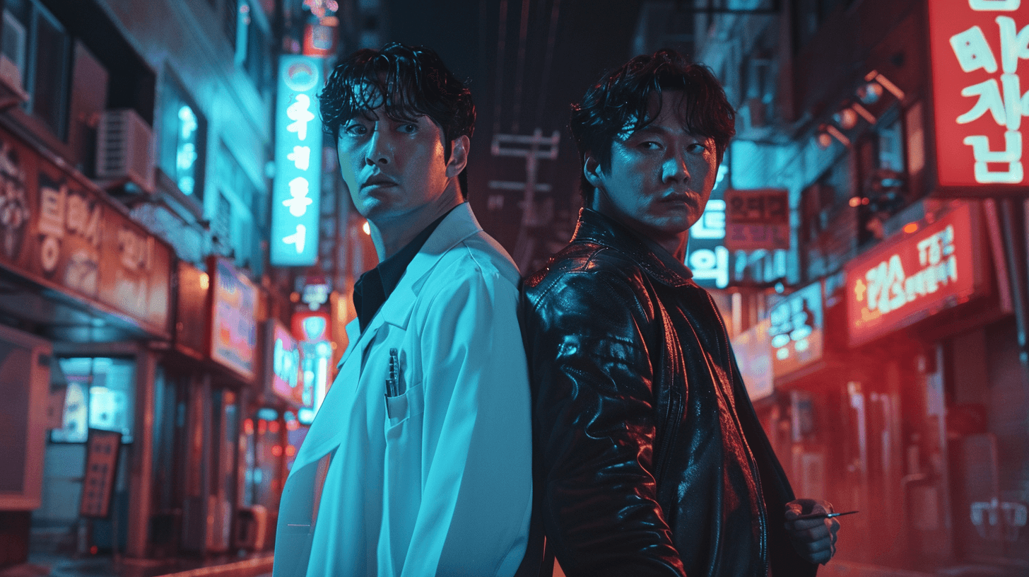 비오는-거리에서-함께-서-있는-배우들