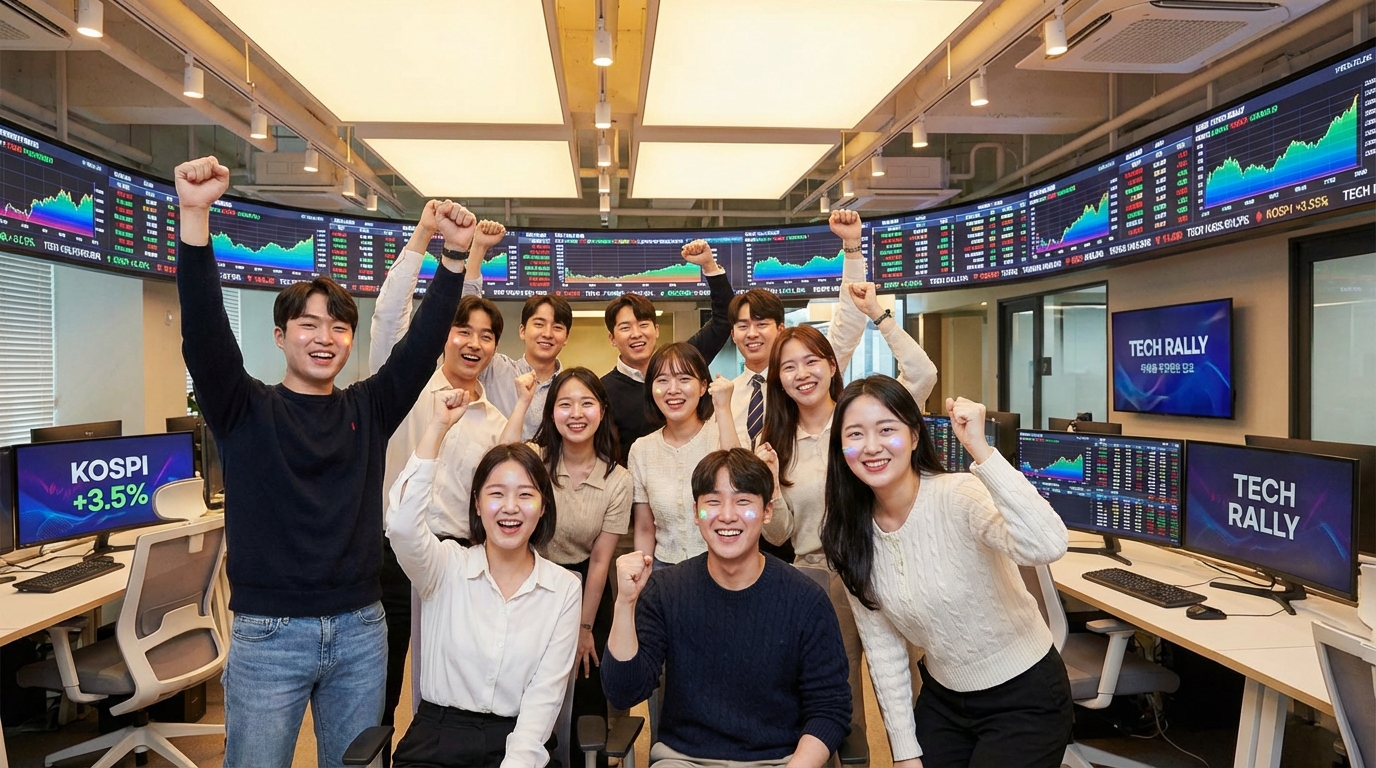 CPI 발표 후 주가 상승에 기뻐하는 투자자들의 모습