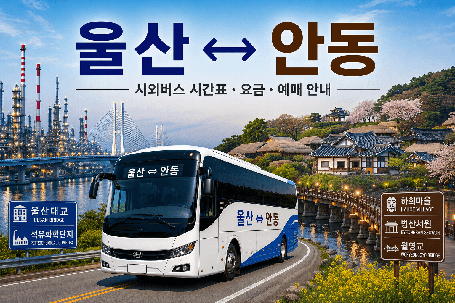 울산과 안동을 오가는 버스와 안동