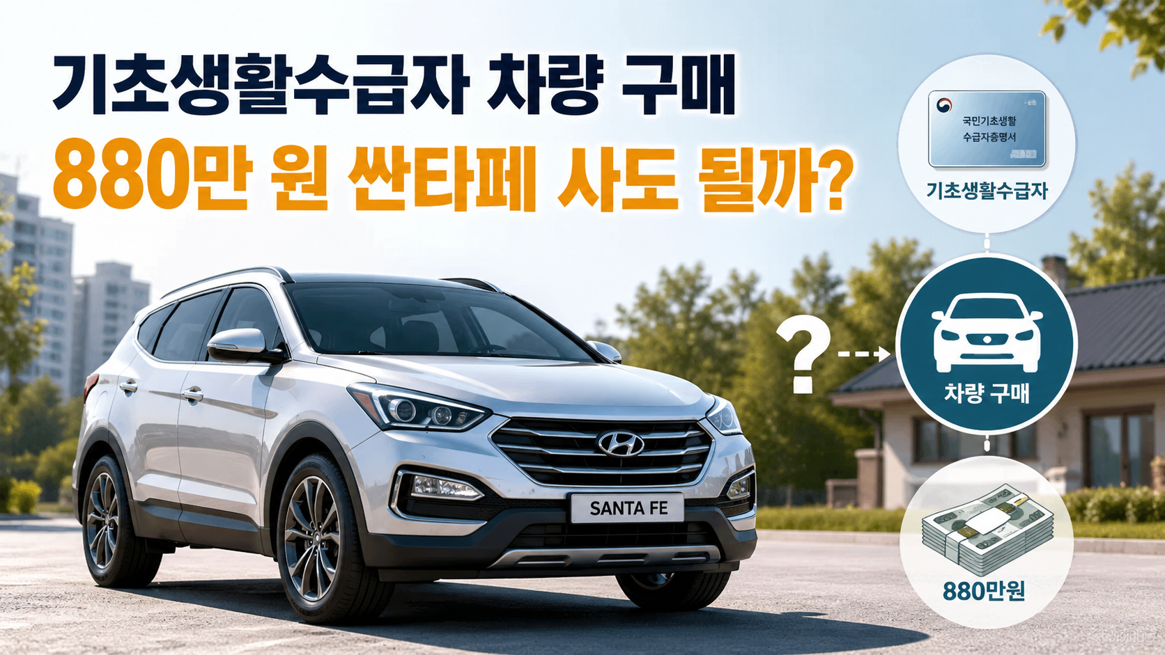 기초생활수급자 차량 구매, 880만 원 싼타페 사도 될까?