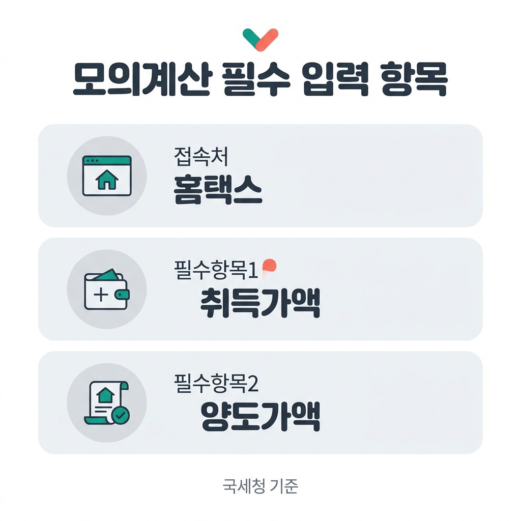 상가 양도소득세 계산기 모의계산 필수 입력 항목