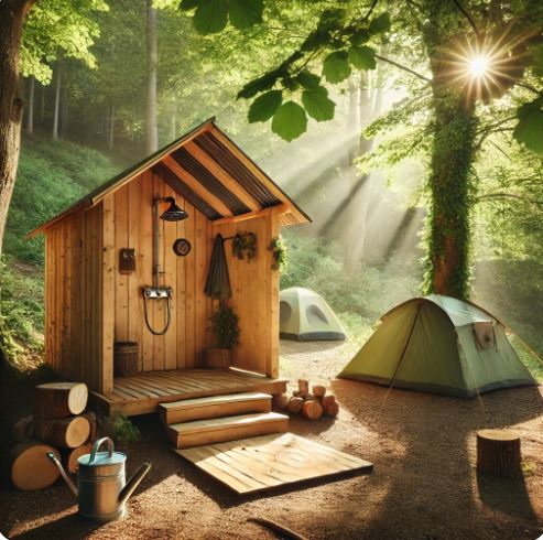 숲속 샤워장 사진