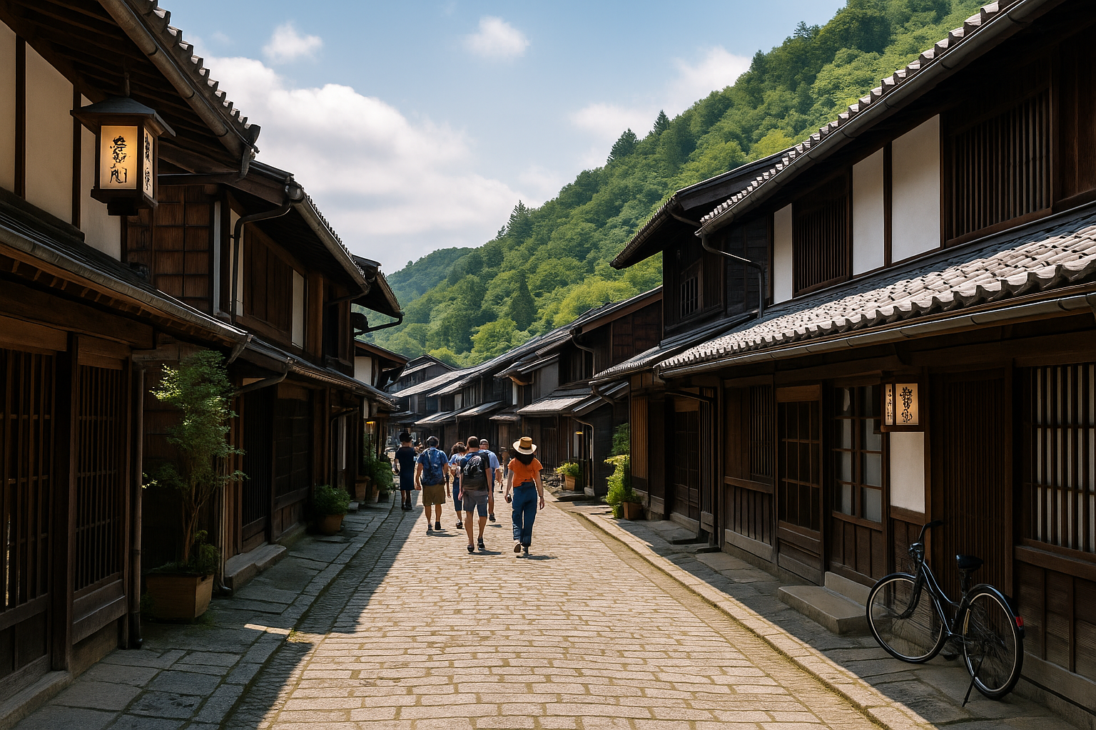 소도시 구경하는 사람들