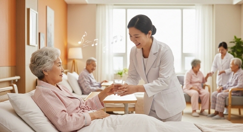 단기보호시설에서 휴식 중인 어르신