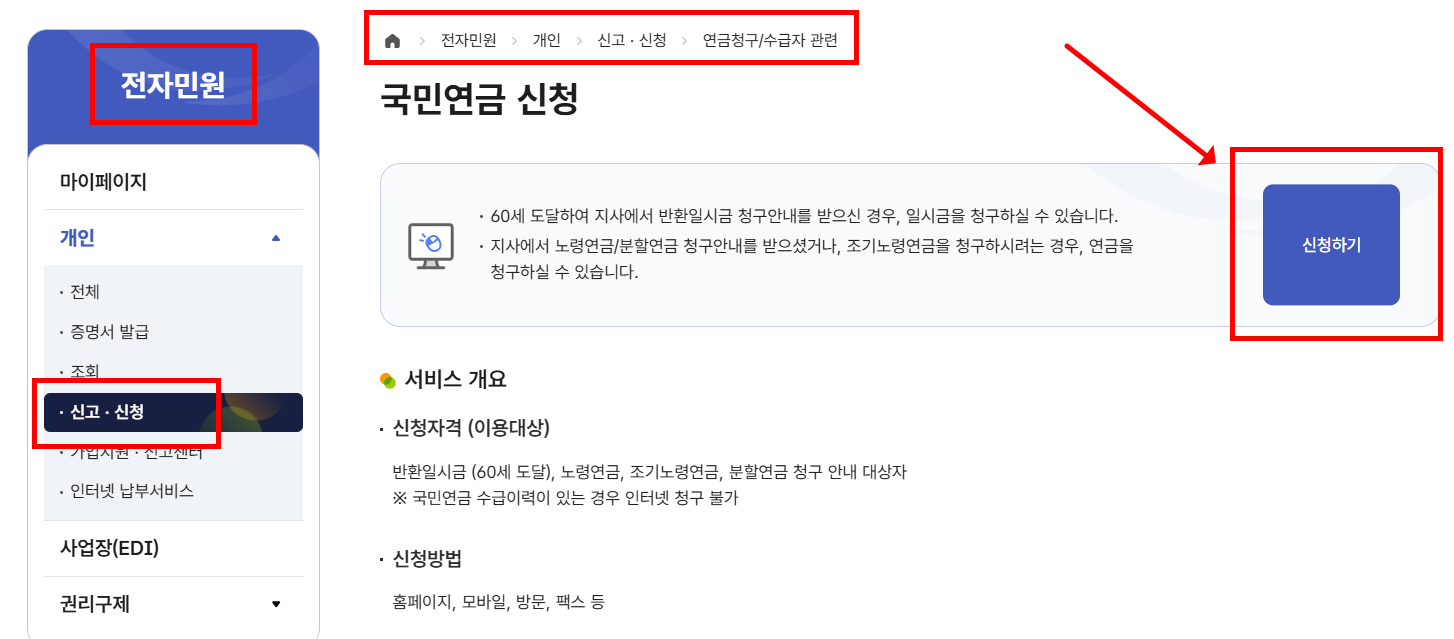 국민연금 수급신청 방법
