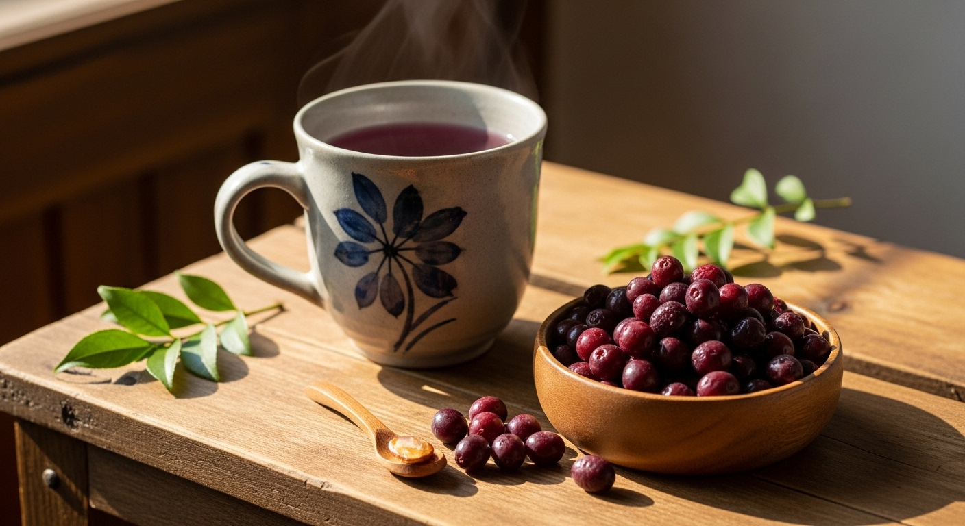 오미자차 (Schisandra Tea) - 다섯 가지 맛의 매력 전통 건강 강장제