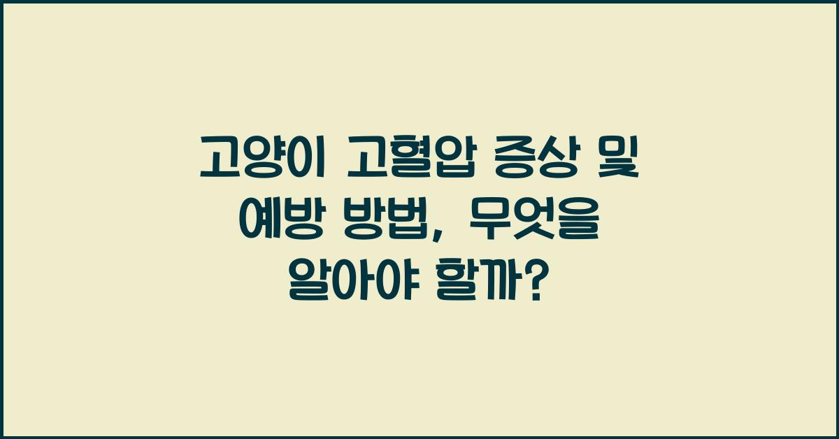 고양이 고혈압 증상