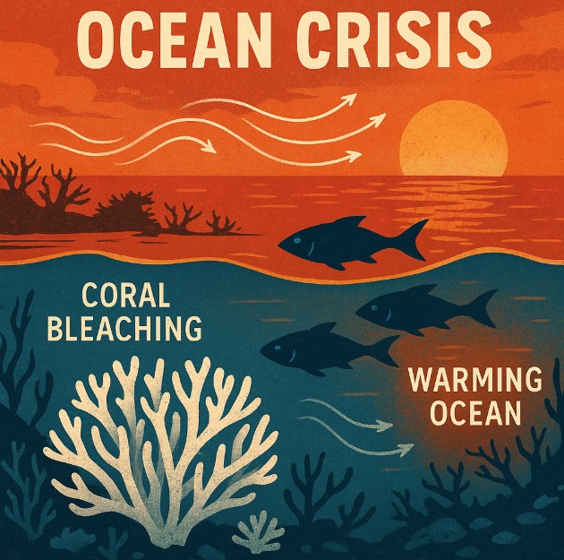 기후변화와 해양 생태계 붕괴 관련 그림