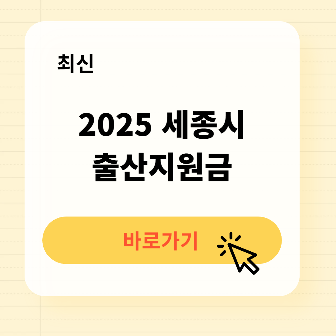 2025년 세종시 출산축하금 출산지원금