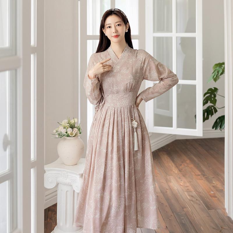 시크라인 소미 플로랄 생활한복 철릭 원피스 나들이룩 모임룩