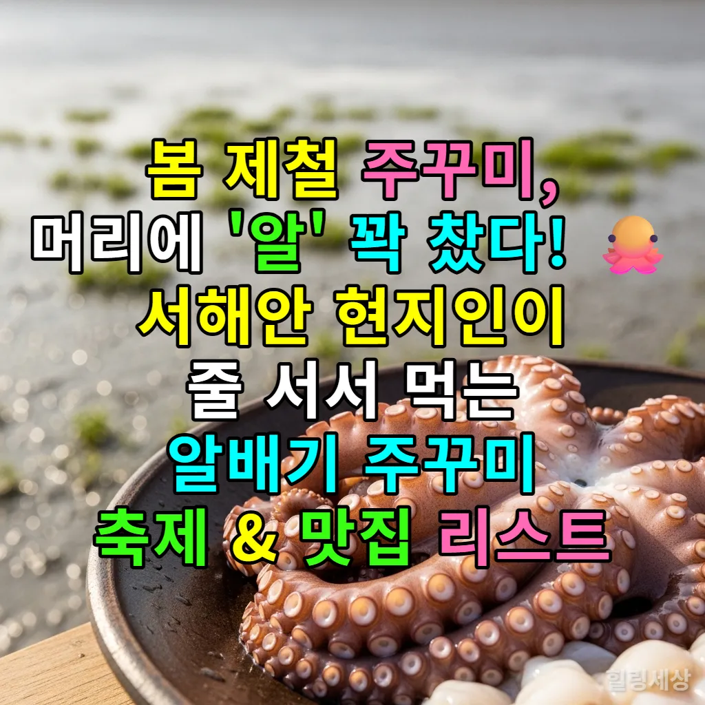 2026년 봄 제철을 맞아 알이 꽉 찬 싱싱한 서해안 알배기 주꾸미가 접시에 담긴 모습