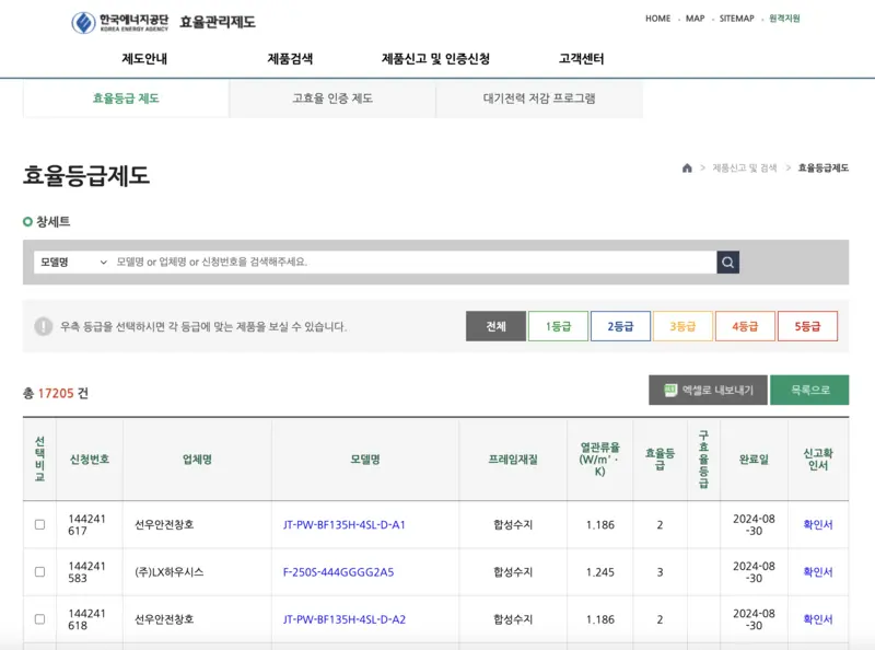 한국에너지공단-효율관리제도-화면