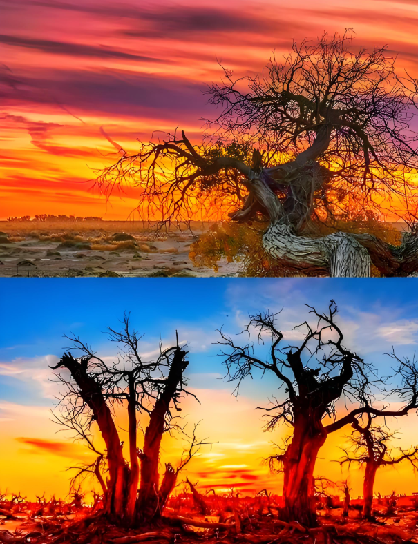 황양숲의 나무들