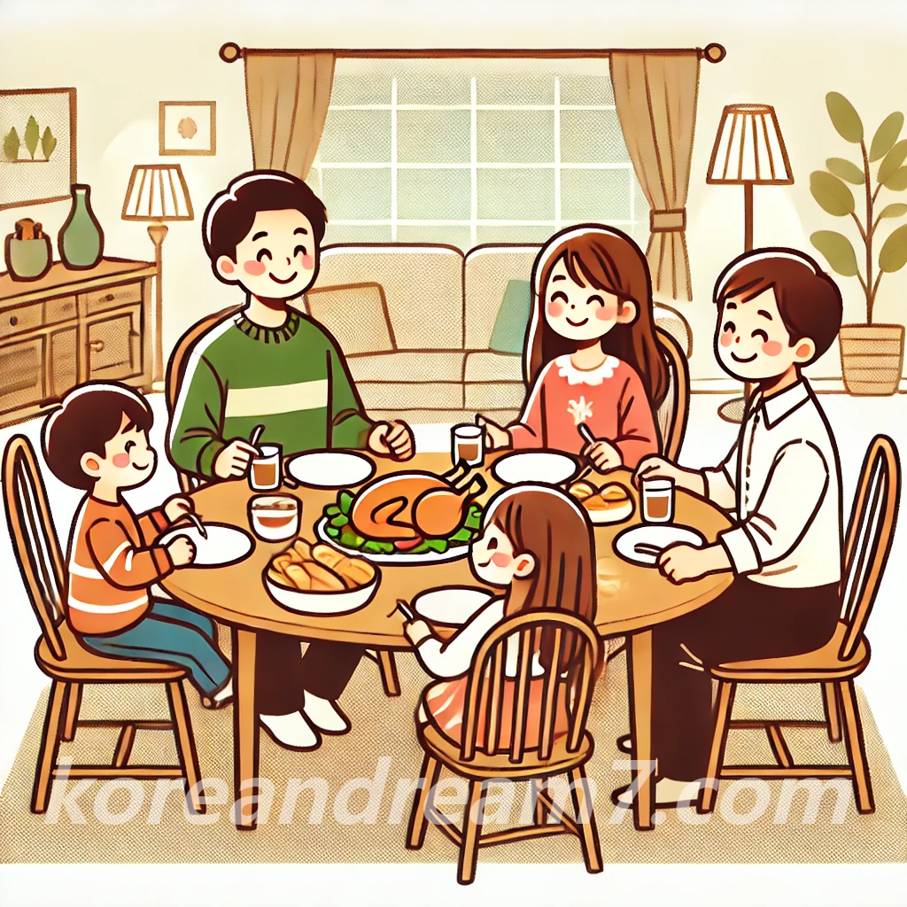 집에 사람들이 음식 먹는 꿈 해몽