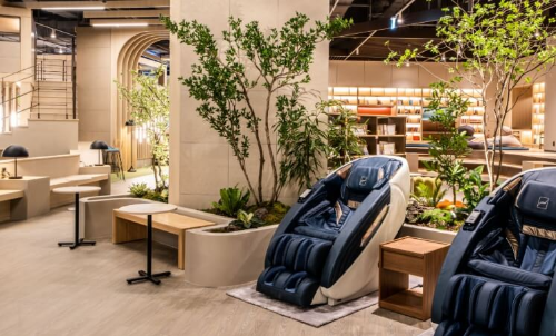 스파디움24 라운지 안마의자 북카페 휴식 공간