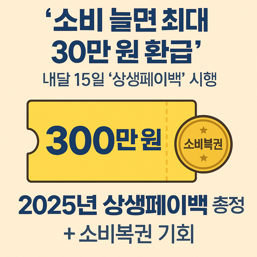 상생페이백 2025, 소비 늘면 최대 30만 원 환급 혜택과 소비복권 이벤트 안내 썸네일 이미지