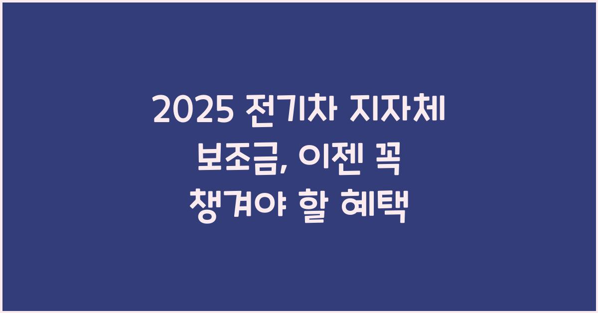 2025 전기차 지자체 보조금