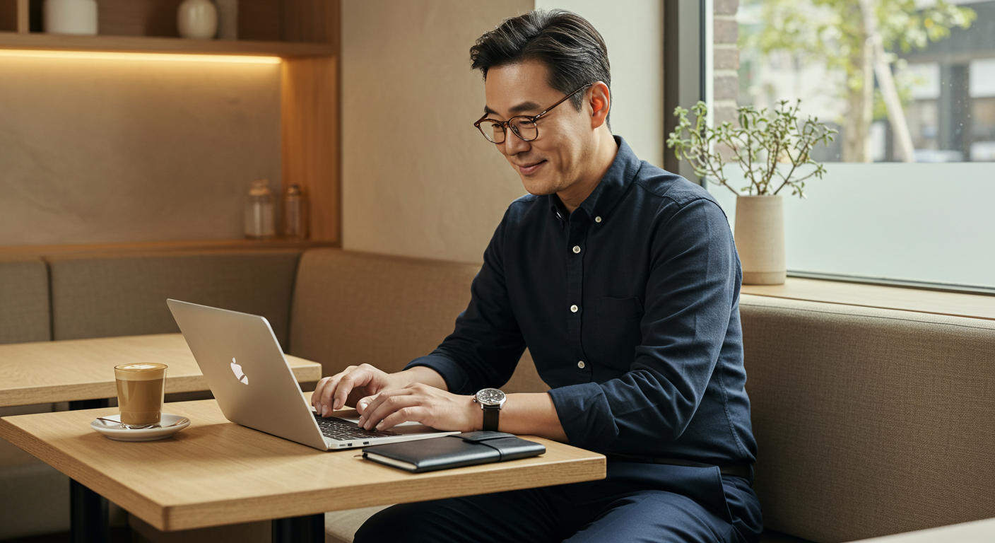 카페에서 집중력 있게 하루 계획 중