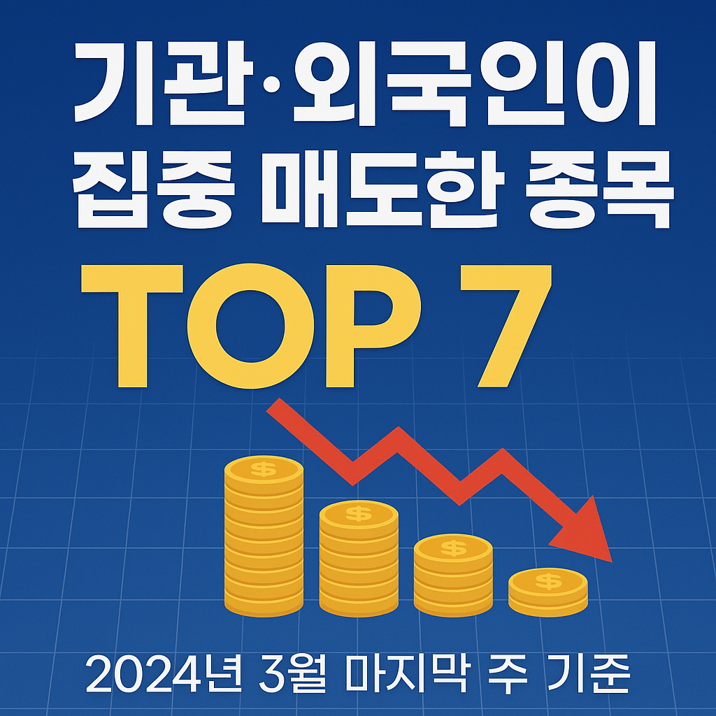 2025년 공매도 재개 이후 외국인과 기관이 매도한 종목 TOP 7을 강조한 썸네일 이미지