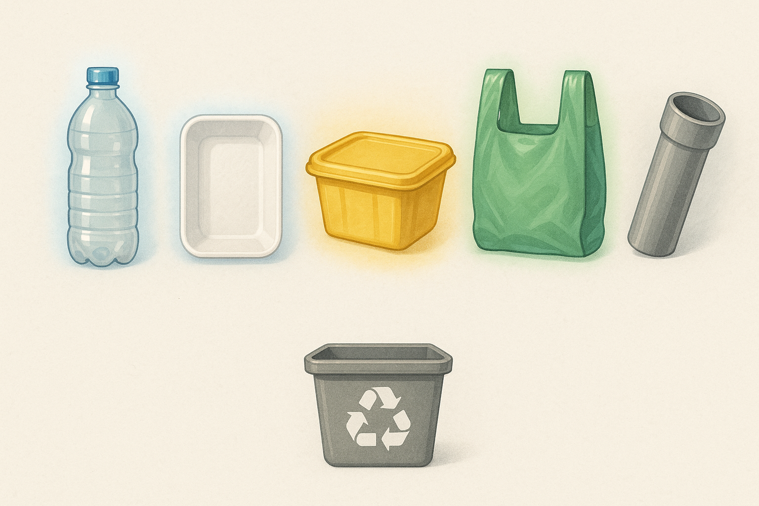 플라스틱의 여러 종류에 대한 일러스트