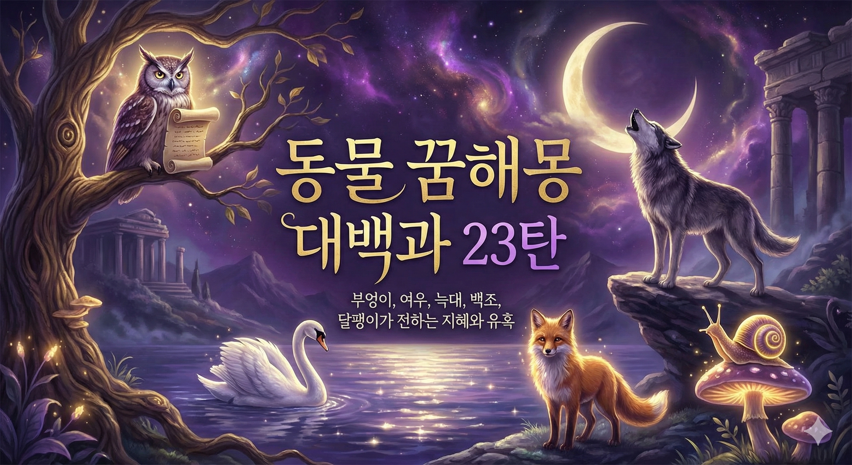 동물 꿈해몽 대백과23탄_부엉이, 여우, 늑대, 백조, 달팽이 꿈해몽