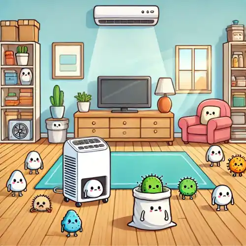 깨끗한 실내에서 곰팡이와 세균이 움츠러드는 모습