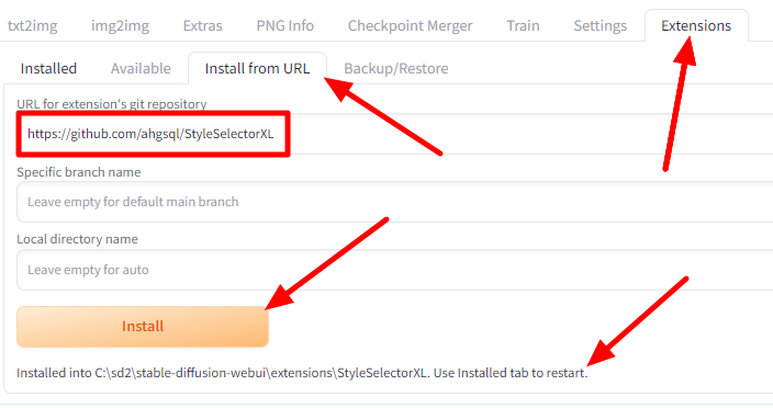 StyleSelectorXL 확장 설치