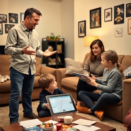 전국 인기 아파트 정보를 검색하는 가족 이미지