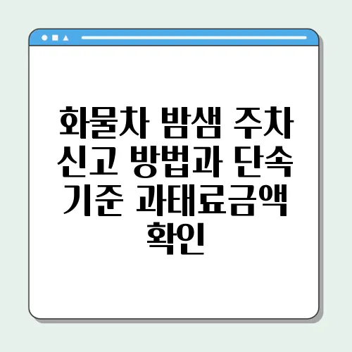 화물차 밤샘 주차 신고 방법과 단속 기준 과태료금액 확인