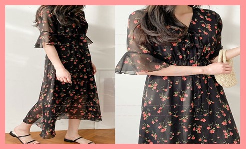 플라워 쉬폰 롱원피스