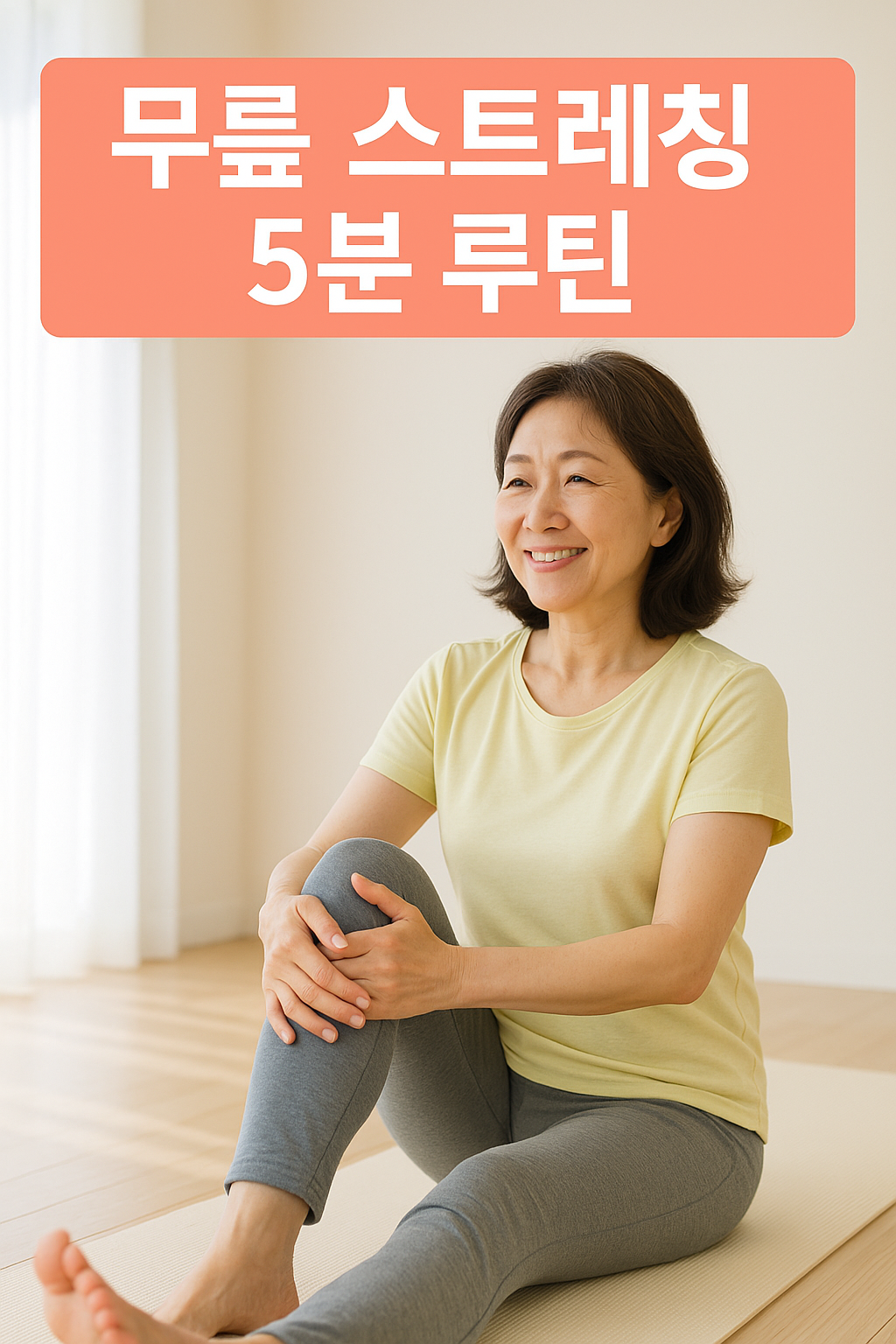 무릎 관절 부담 줄이는 중년 여성 아침 스트레칭 루틴