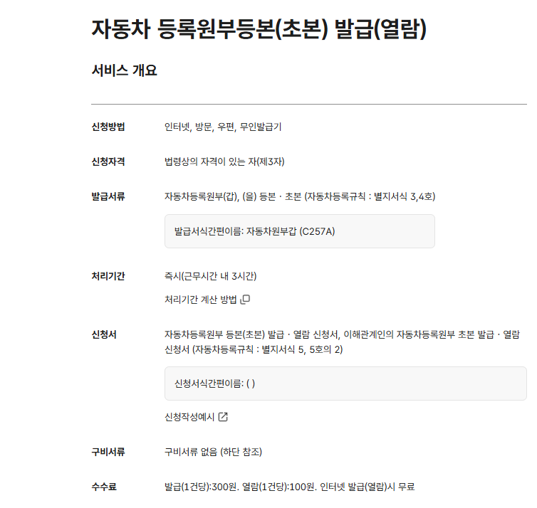 자동차등록원부 인터넷발급