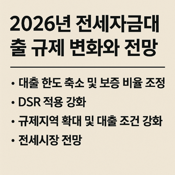 2026년 전세자금대출 규제 변화와 전망: 전세난 시대의 금융 대책