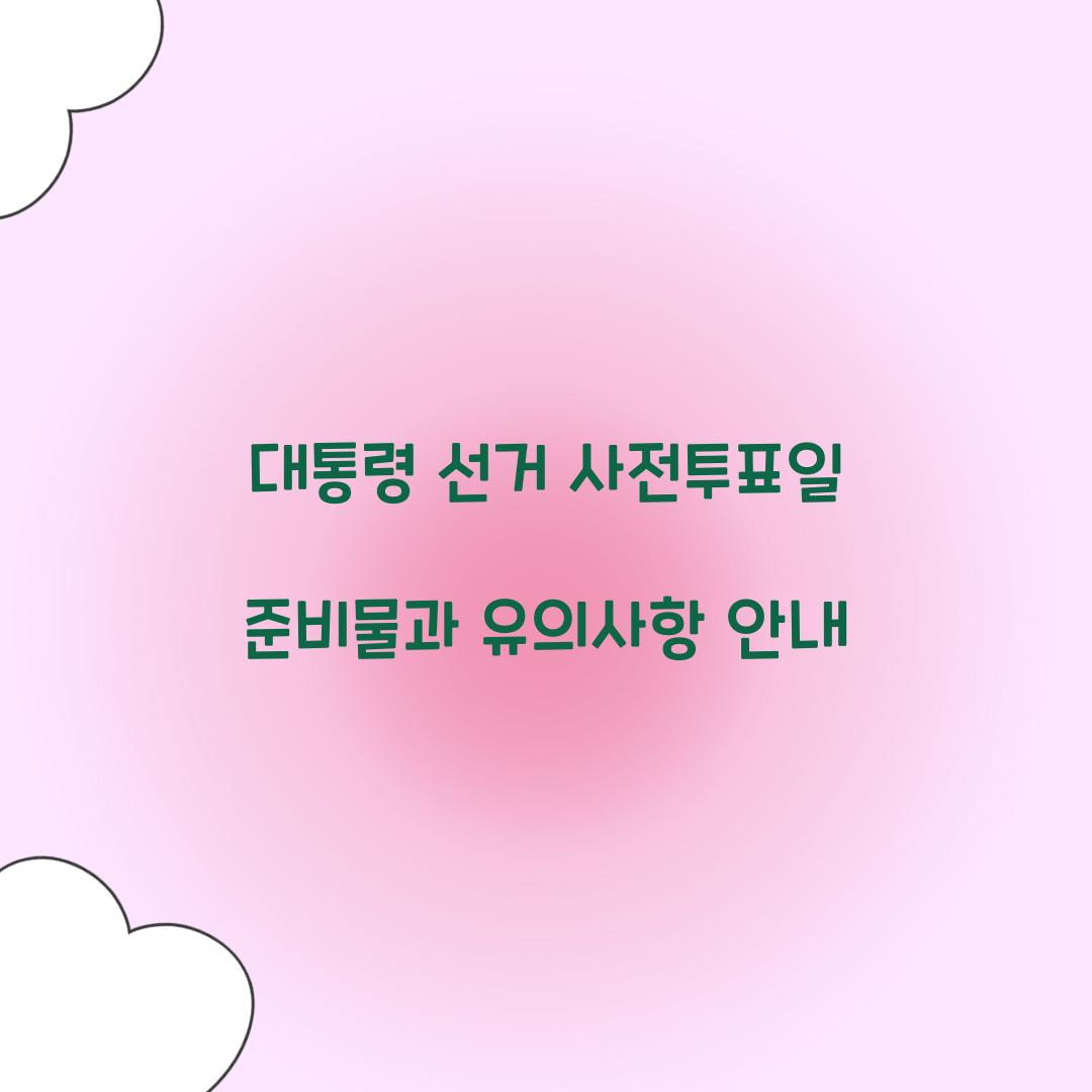 대통령 선거 사전투표일 준비물