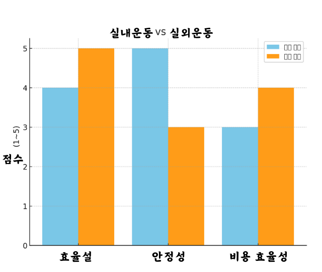 실내운동 vs 실외운동 비교-차트