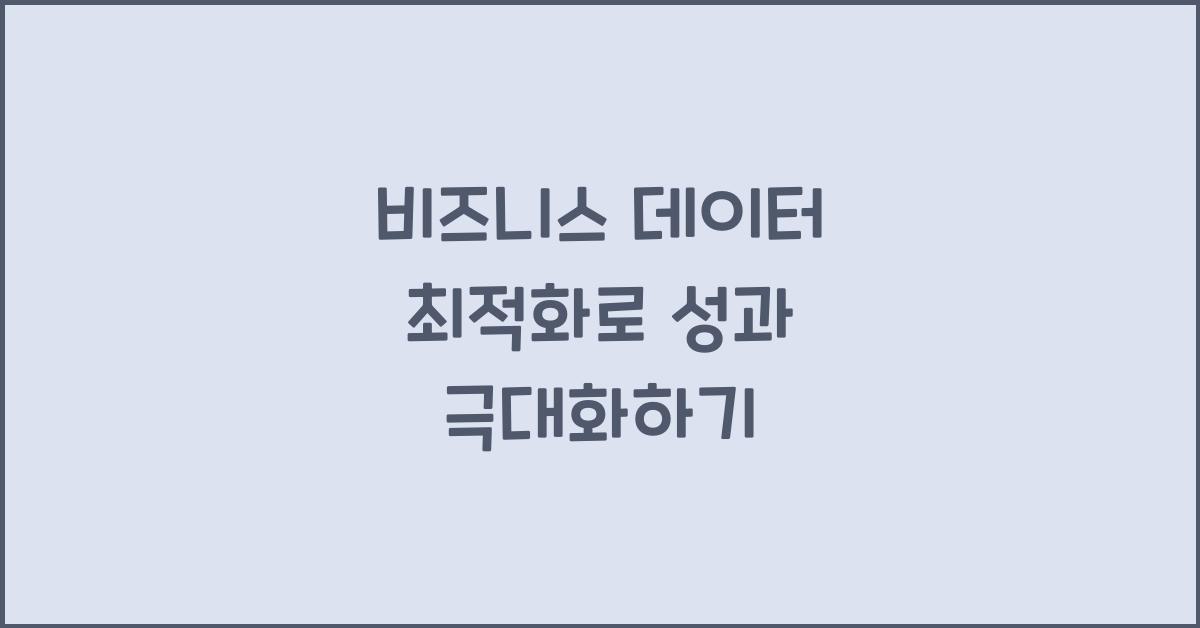 비즈니스 데이터 최적화  