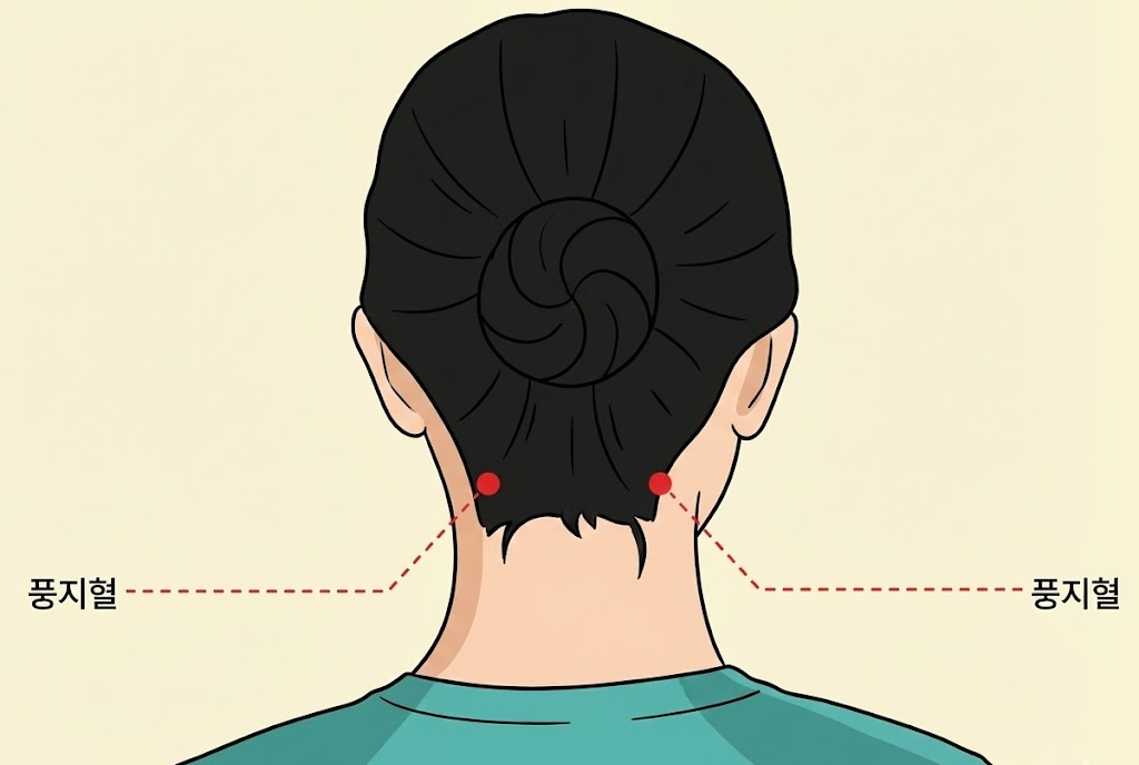 뒷목의 '풍지혈(風池穴)'