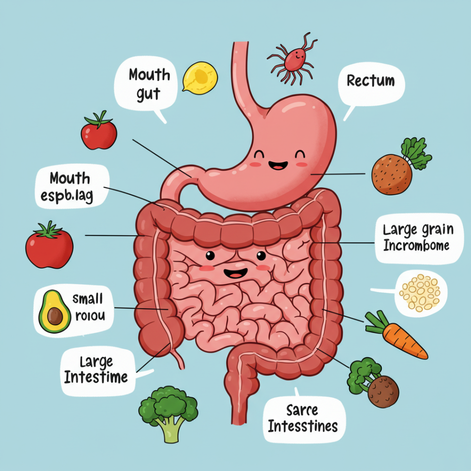 장과 음식의 영향에 대한 관련 사진