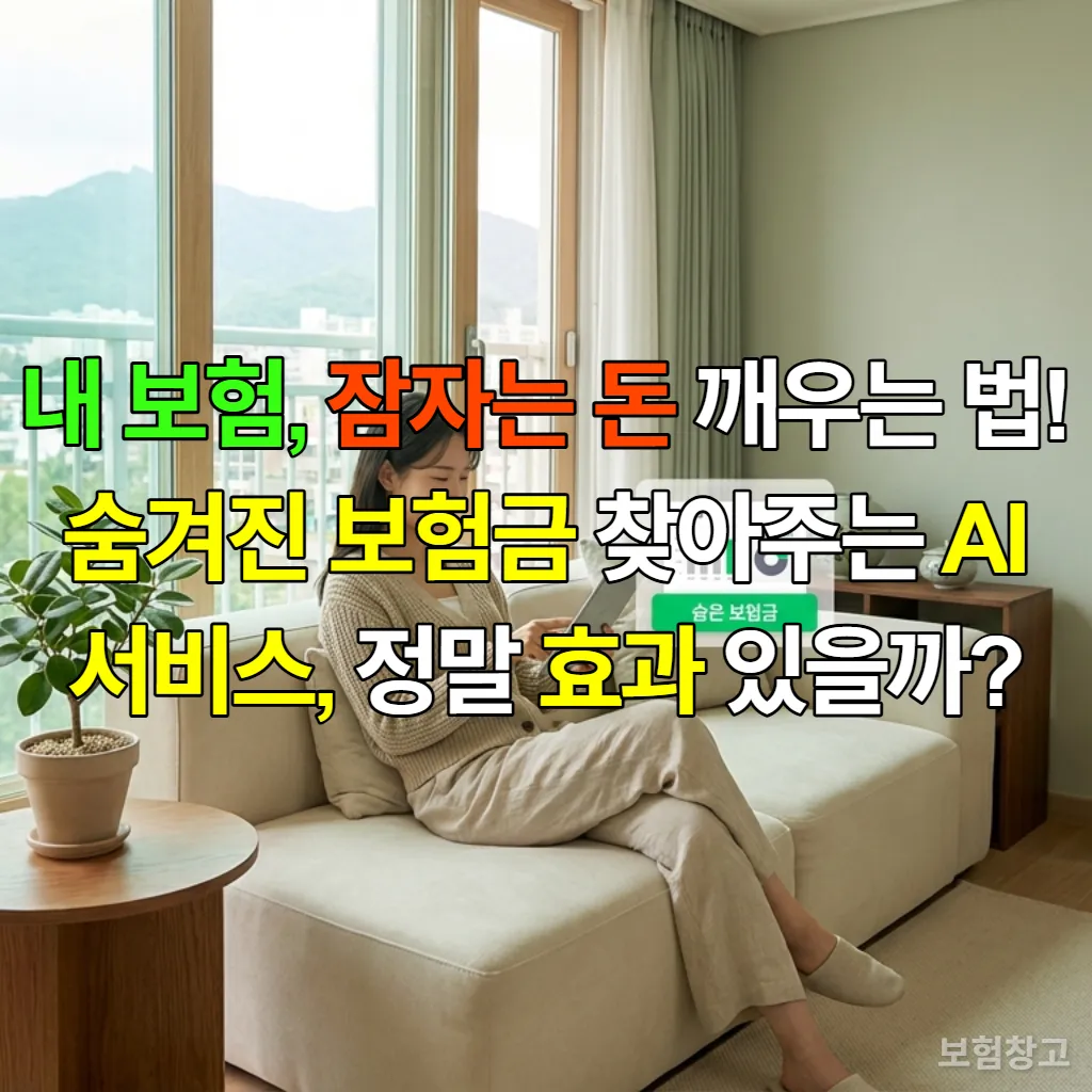 스마트폰으로 숨겨진 보험금을 조회하는 한국 여성의 모습