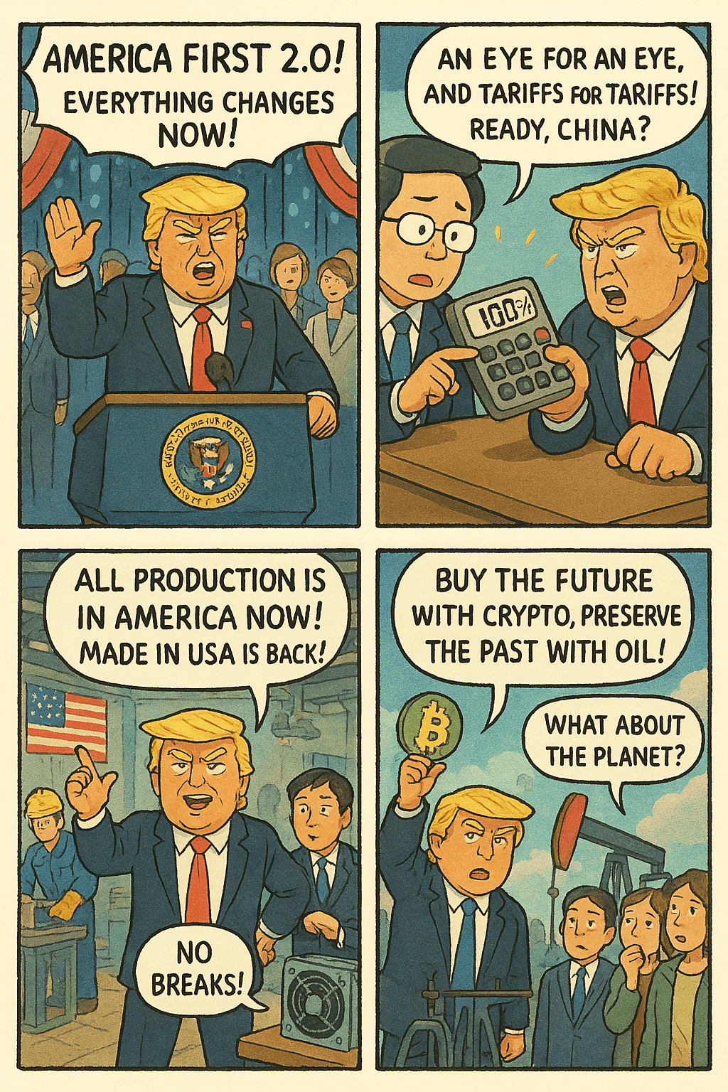 ChatGPT 지브리풍으로 그려본 트럼프 2.0 시대 개막