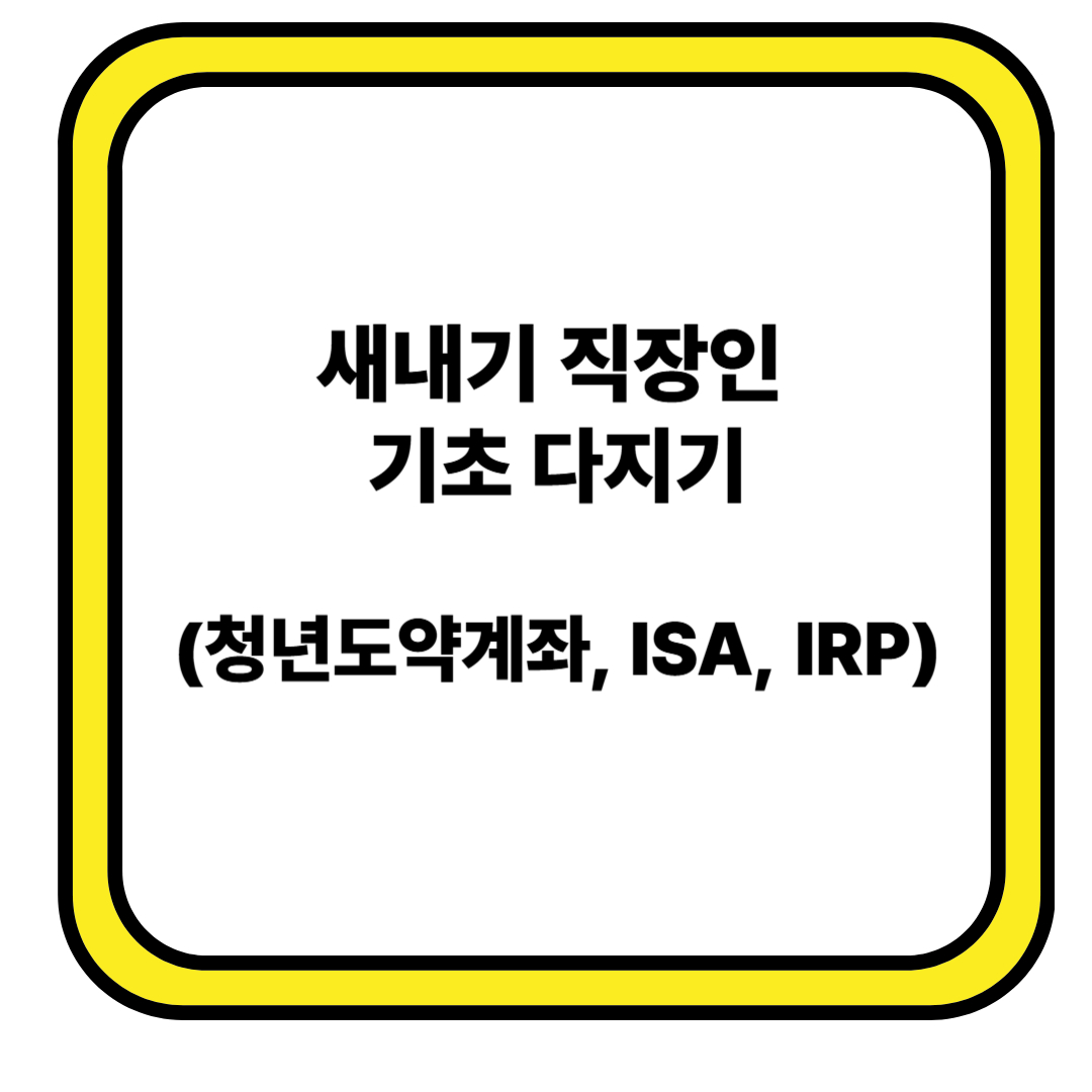 새내기 직장인 기초 다지기(청년도약계좌, ISA, IRP)