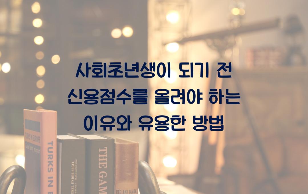 사회초년생이 되기 전 신용점수를 올려야 하는 이유 & 방법