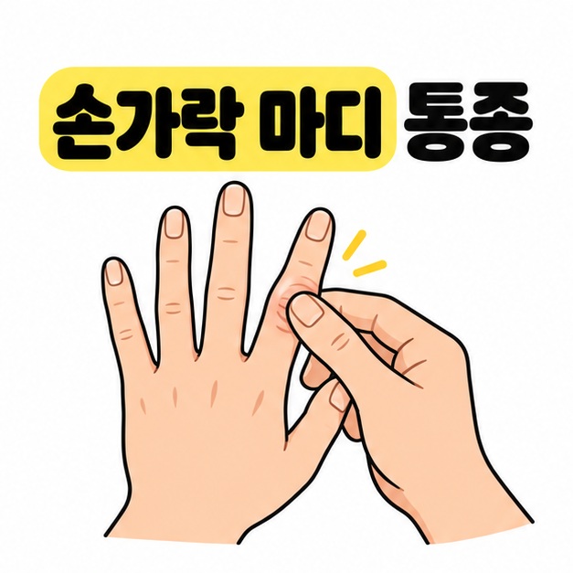 손가락 마디 통증 제목 아래 한 손의 손가락 마디를 다른 손으로 가볍게 짚어 확인하는 썸네일