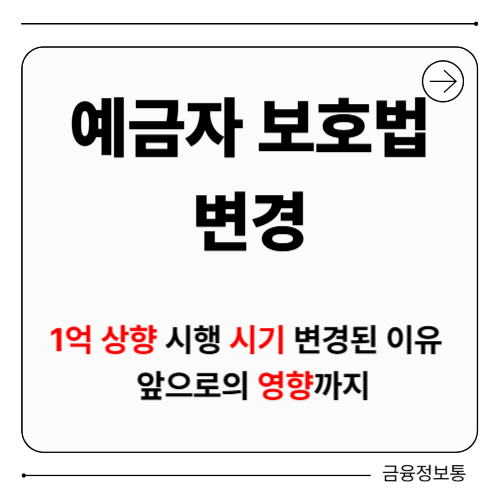 예금자 보호법 1억 상향 시행 시기 변경된 이유 앞으로의 영향까지