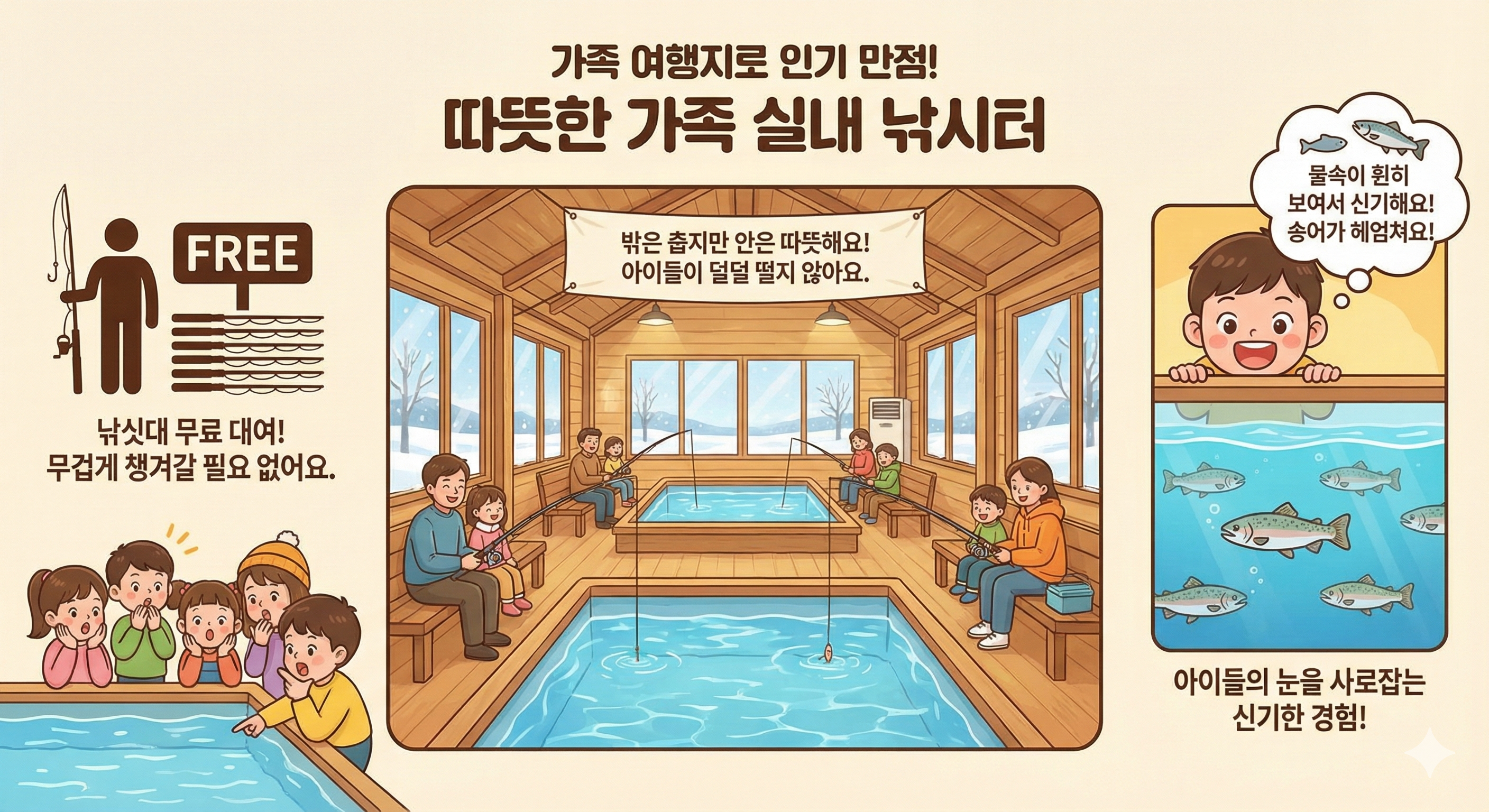 홍천강 꽁꽁 축제 가족 실내 낚시터